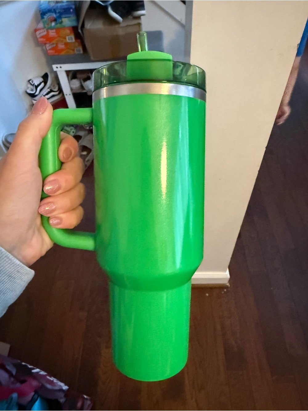 Stanley Starbucks- Bright Green Travel Mug with Handle and Straw Lid